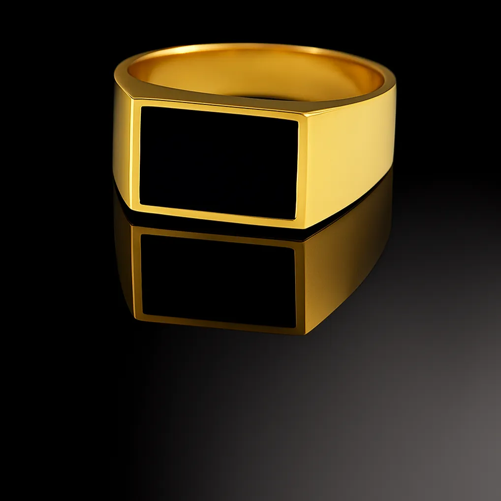 MENS EXCLUSIVE GOLDEN RING WITH BLACK SHADES